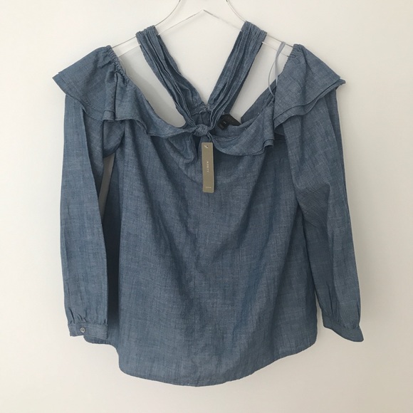 J. Crew | Tall Off-the-shoulder Tie-Neck Top - Picture 2 of 7